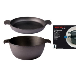 Zestaw żeliwnych naczyń: garnek (różna pojemność) + patelnia Master Skeppshult 