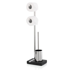 Stojący uchwyt podwójny na papier toaletowy i szczotkę (stal matowa) Menoto Blomus 