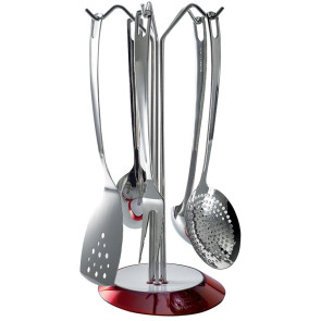 Zestaw pięciu przyborów kuchennych na stojaku (pomarańczowy) Glamour Bugatti