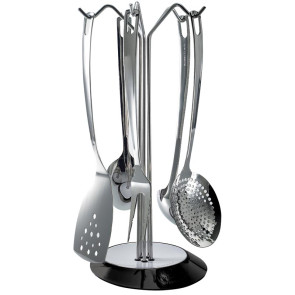 Zestaw pięciu przyborów kuchennych na stojaku (czerwony) Glamour Bugatti 