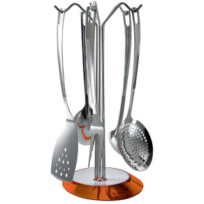 Zestaw pięciu przyborów kuchennych na stojaku (czerwony) Glamour Bugatti 