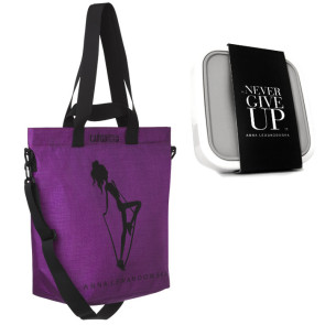Torba Cargo Never Give Up! (amarant) + Lunch box na sałatki GoEat HPBA Anna Lewandowska Healthy Plan by Ann