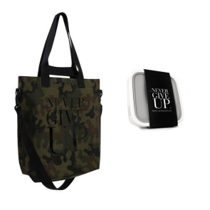 Torba Cargo Never Give Up! (amarant) + Lunch box na sałatki GoEat HPBA Anna Lewandowska Healthy Plan by Ann