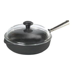 Żeliwna, głęboka patelnia (25 cm) ze szklaną pokrywą Skeppshult