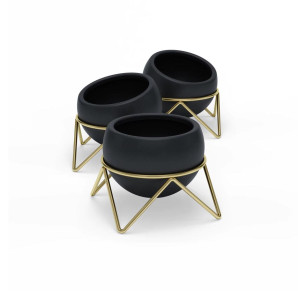 Zestaw 3 doniczek (czarno-złoty) Potsy Umbra