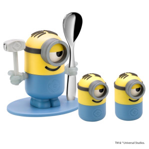 Zestaw: kieliszek na jajko, solniczka i pieprzniczka Minionki WMF