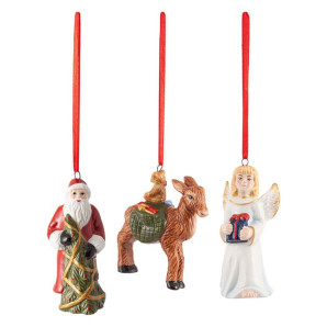 Zestaw 3 zawieszek Aniołek, Mikołaj, Jelonek Nostalgic Ornaments Villeroy & Boch