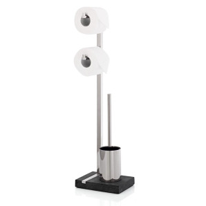 Stojący uchwyt podwójny na papier toaletowy i szczotkę (stal matowa) Menoto Blomus 