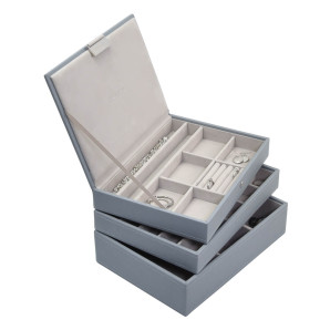 Pudełko na biżuterię, potrójne (błękitne) Classic Stackers