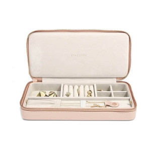 Etui podróżne na biżuterię i naszyjniki prostokątne (różowe) Supersize Stackers