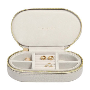 Etui podróżne na biżuterię, owalne (szare) Stackers