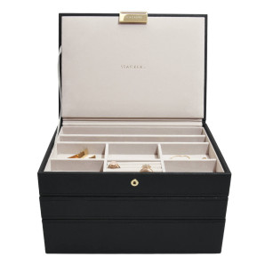 Pudełko na biżuterię, potrójne (czarne) Classic Stackers