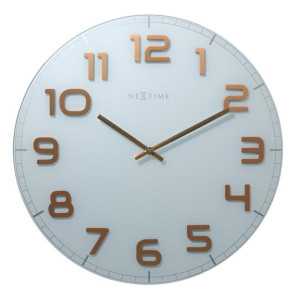 Zegar ścienny (biało-miedziany) Classy Round Nextime