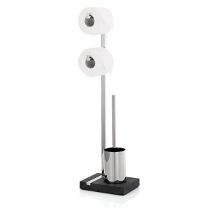 Stojący uchwyt podwójny na papier toaletowy i szczotkę (stal błyszcząca) Menoto Blomus 