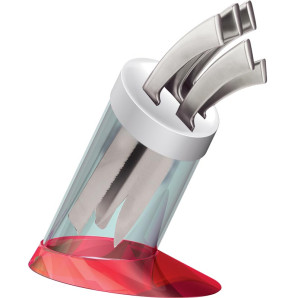 Zestaw pięciu noży w bloku (czerwony) Glamour Bugatti