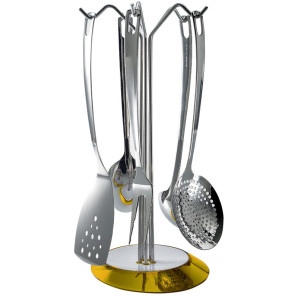 Zestaw pięciu przyborów kuchennych na stojaku (żółty) Glamour Bugatti