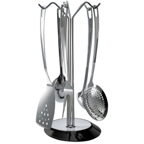 Zestaw pięciu przyborów kuchennych na stojaku (czarny) Glamour Bugatti 