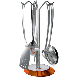 Zestaw pięciu przyborów kuchennych na stojaku (pomarańczowy) Glamour Bugatti