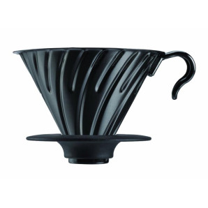 Drip metalowy V60-02 (czarny) z silikonową podstawką Hario