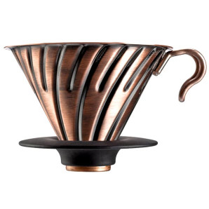 Drip metalowy V60-02 (miedziany) z silikonową podstawką Hario