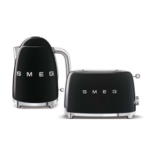 Zestaw: czajnik elektryczny + toster (czarny) 50's Style SMEG