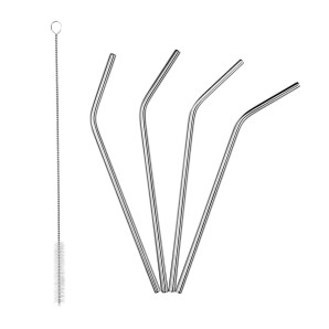 Słomki do napojów stalowe (4 szt.) + szczoteczka Lurch