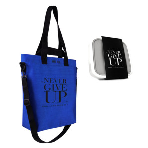 Torba Cargo Never Give Up (niebieska) + Lunch box na sałatki GoEat HPBA Anna Lewandowska Healthy Plan by Ann