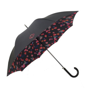 Parasol długi, podwójny (czarny, płatki) Smati