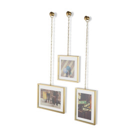 Zestaw 3 wiszących ramek (złoty) Fotochain Umbra