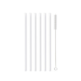 Zestaw 6 słomek szklanych 20 cm (białych) Vita Vialli Design