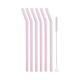 Zestaw 6 słomek szklanych 23 cm (różowych) Vita Vialli Design