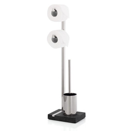 Stojący uchwyt podwójny na papier toaletowy i szczotkę (stal matowa) Menoto Blomus