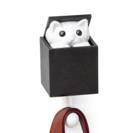 Wieszak ścienny z wyskakującym kotkiem Kitt-a-boo (biało-czarny) Qualy 