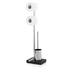Stojący uchwyt podwójny na papier toaletowy i szczotkę (stal błyszcząca) Menoto Blomus 