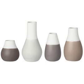 Zestaw 4 mini wazoników (biało-brązowych) Rader