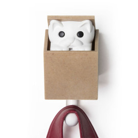 Wieszak scienny z wyskakujacym kotkiem Kitaa-a-boo (bialo-brazowy) Qualy QL1020-WH-BN.jpg