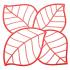 Zestaw 4 paneli dekoracyjnych (czerwonych) Leaf Koziol